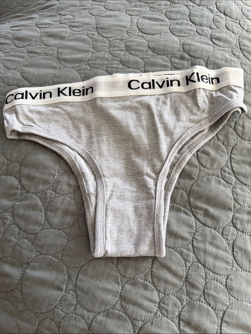 Calvin Klein Grey Cotton Logo Bralette & Bikini Brief Set - Picture 7 of 9